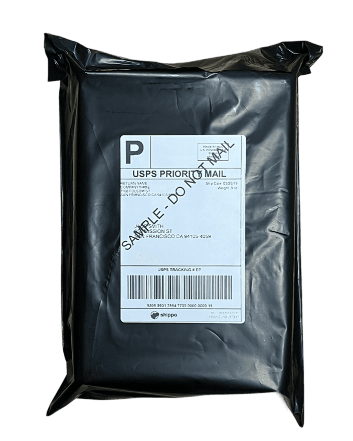 Discreet plain black external packaging